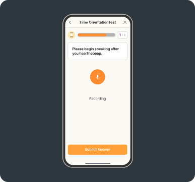 Voice recording screen for a cognitive screening task